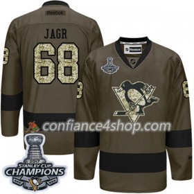 Adidas Maillot de Hockey Pittsburgh Penguins Jaromir Jagr 68 2017-2018 Camo Green 2017 Stanley Cup Champions Authentic - Homme